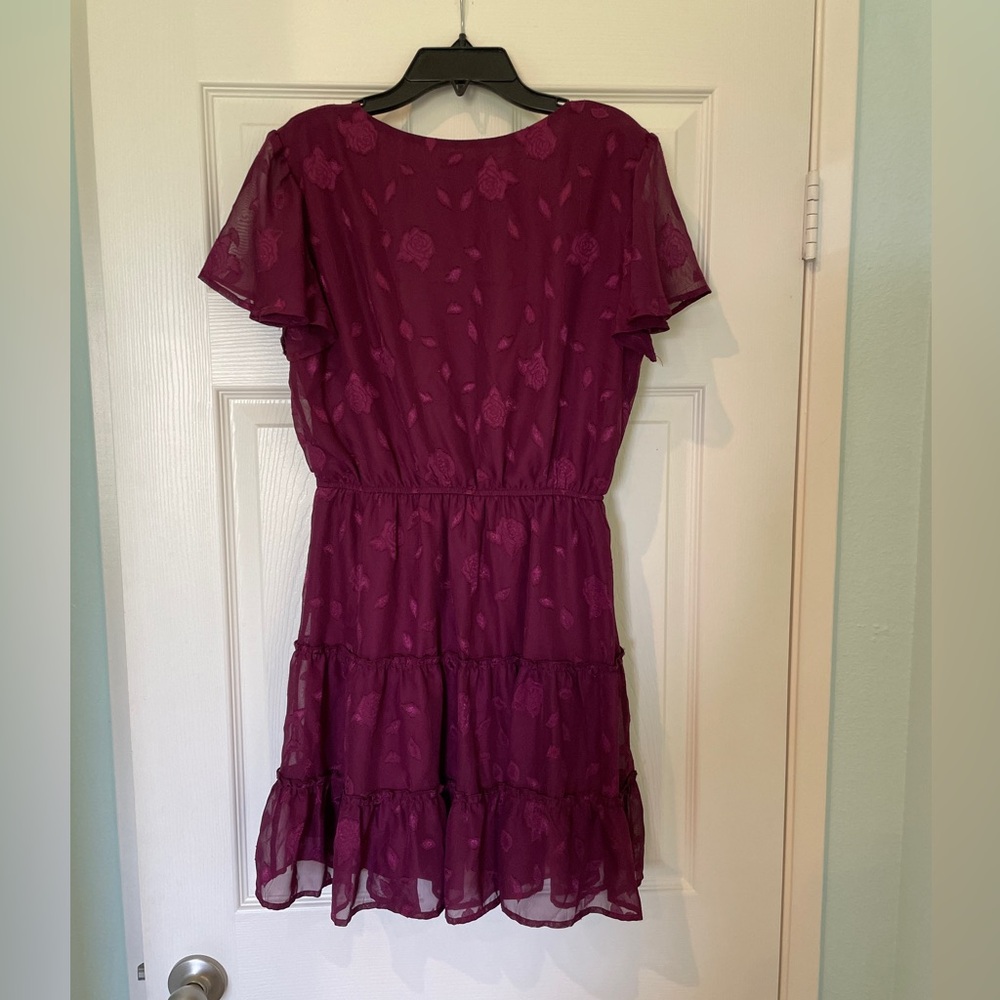City Studio Purple Flutter Sleeve Dress